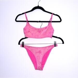 TRIANGL Mica Pitaya Floral Two Piece Bikini Pink Strappy Swimwear Women's S